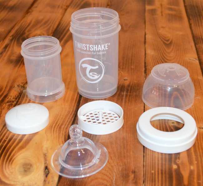 TwistShake bottle, mixer, and container